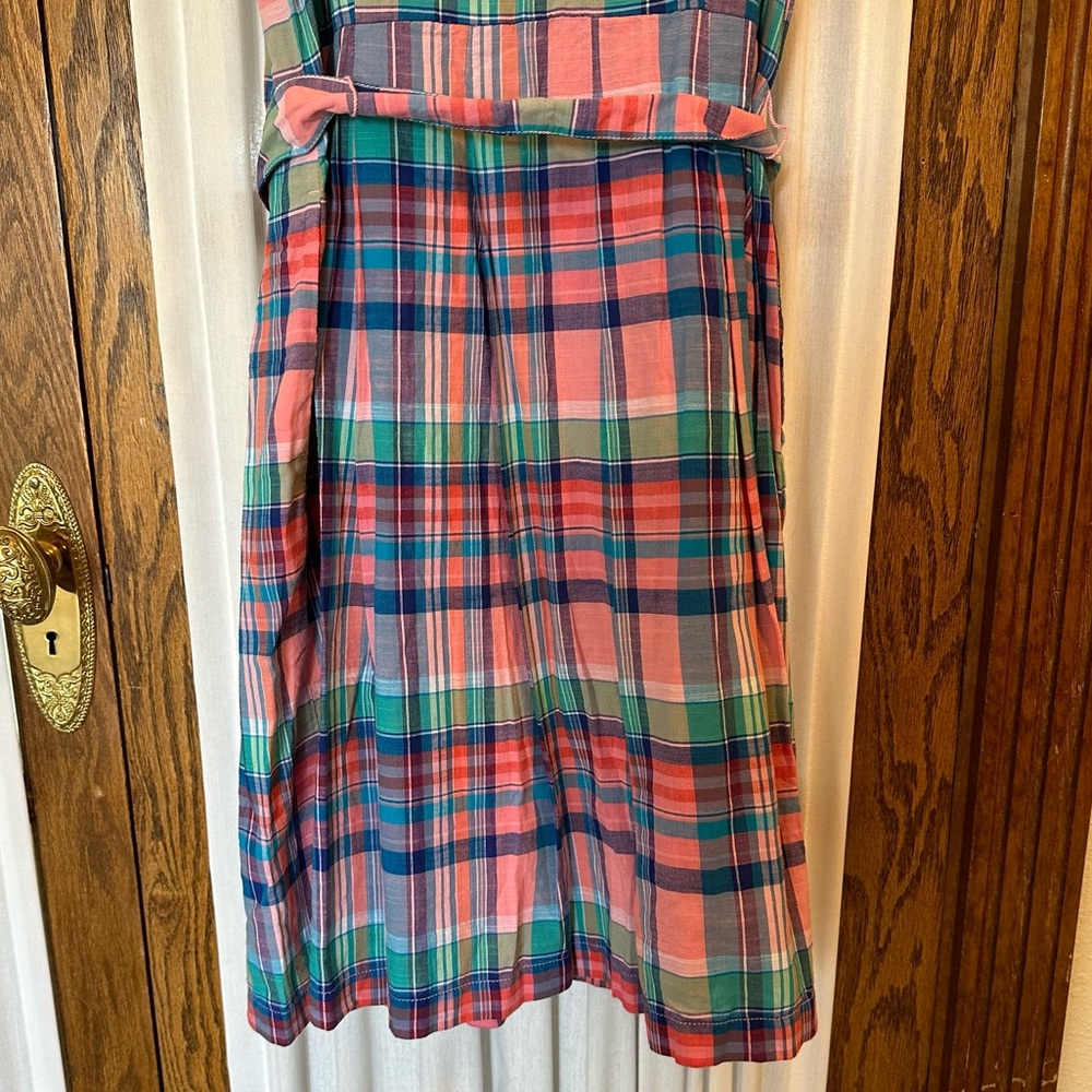 Talbots Pink & Blue Madras Plaid Sleeveless Dress - Picture 10 of 16